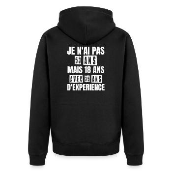Cadeau d'anniversaire 53 ans - Veste à capuche bio Premium Unisexe - noir - Dos - Nico (187cm)