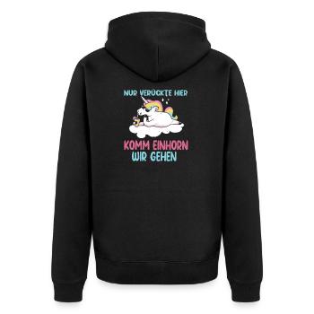 Unicorn Only Crazy Here Unicorn Panda - Unisex Premium Bio Zip Hoodie - Schwarz - Hinten - Nico (187cm)