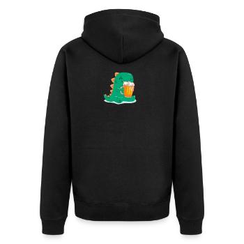 Beer Gift with Dino - Unisex Premium Organic Zip Hoodie - black - Back - Nico (187cm)