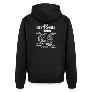 Elektroniker Gehirn Elektro Lustiger Elektriker - Unisex Premium Bio Zip Hoodie - Schwarz - Hinten - Nico (187cm)