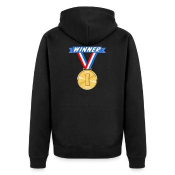 MEDAILLE WINNER - Unisex Premium Bio Zip Hoodie - Schwarz - Hinten - Nico (187cm)