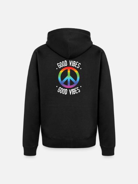Good Vibes - Unisex Premium Organic Zip Hoodie - black