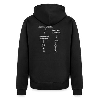 SUDO MAKE ME A SANDWICH - Veste à capuche bio Premium Unisexe - noir - Dos - Nico (187cm)