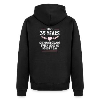35 Jahre verheirtatet 35. Hochzeitstag - Unisex Premium Bio Zip Hoodie - Schwarz - Hinten - Nico (187cm)