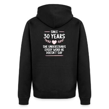 30 ans de mariage 30 ans - Veste à capuche bio Premium Unisexe - noir - Dos - Nico (187cm)