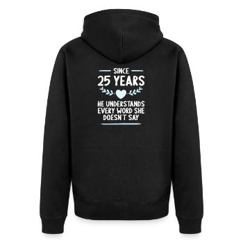 25 years married 25th wedding anniversary - Unisex Premium Organic Zip Hoodie - black - Back - Nico (187cm)