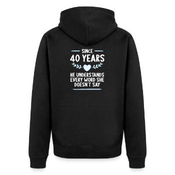 40 years married 40th wedding anniversary - Unisex Premium Organic Zip Hoodie - black - Back - Nico (187cm)