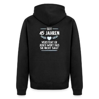 45 Jahre verheirtatet 45. Hochzeitstag - Unisex Premium Bio Zip Hoodie - Schwarz - Hinten - Nico (187cm)