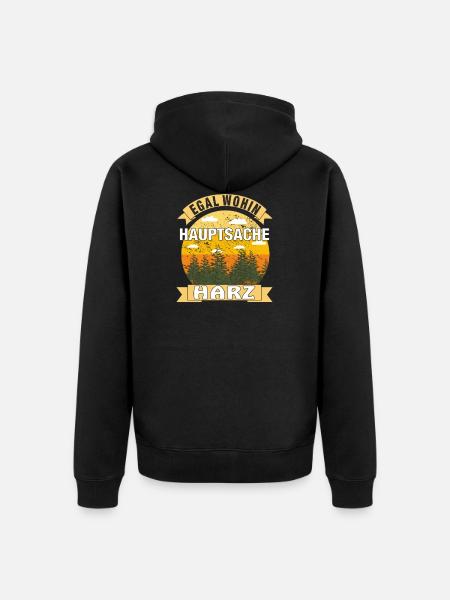 HAUPTSACHE HARZ - Unisex Premium Bio Zip Hoodie - Schwarz