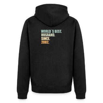 Best husband since 2002 19th wedding anniversary - Unisex Premium Organic Zip Hoodie - black - Back - Nico (187cm)
