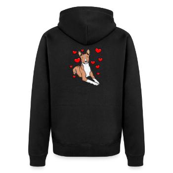Basenji avec des cœurs - Veste à capuche bio Premium Unisexe - noir - Dos - Nico (187cm)