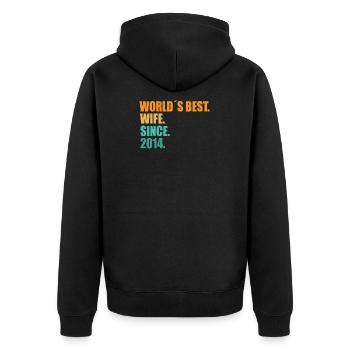 Meilleure épouse depuis 2014 7e anniversaire de mariage - Veste à capuche bio Premium Unisexe - noir - Dos - Nico (187cm)