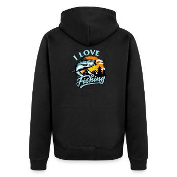 Fishing Like fishing fish - Unisex Premium Organic Zip Hoodie - black - Back - Nico (187cm)