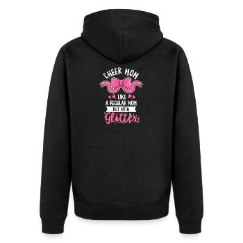 Cheer Mama Design für deine Cheerleading Mama - Unisex Premium Bio Zip Hoodie - Schwarz - Hinten - Nico (187cm)