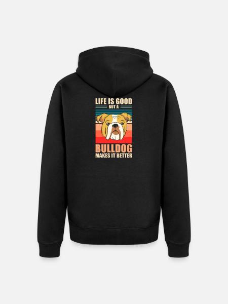 Bulldog Retro Gift - Unisex Premium Organic Zip Hoodie - black