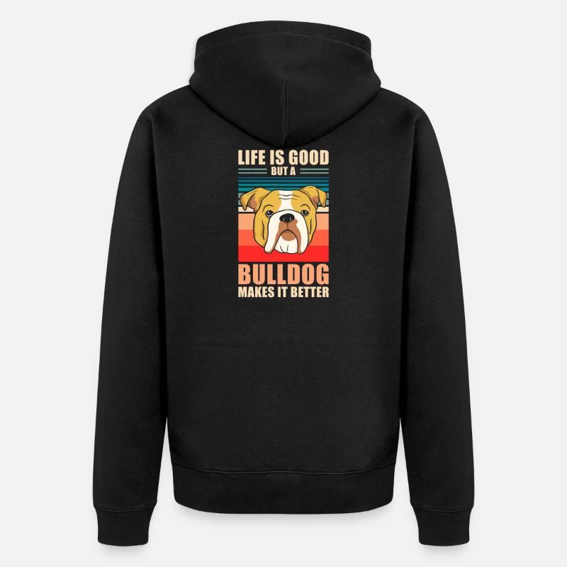 Bulldog Retro Cadeau - Veste à capuche bio Premium Unisexe - noir