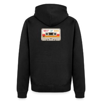 Vintage Cassette Tape Shirt Birthday Gifts Retro - Unisex Premium Organic Zip Hoodie - black - Back - Nico (187cm)