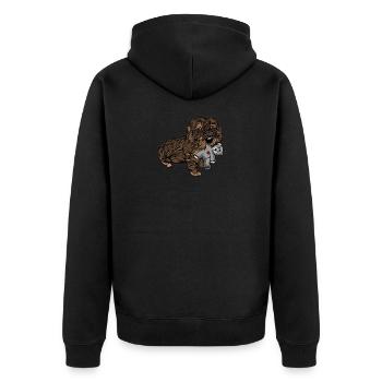 Rauhaardackel Dackel Dachshund | Rauhaardackel - Unisex Premium Bio Zip Hoodie - Schwarz - Hinten - Nico (187cm)