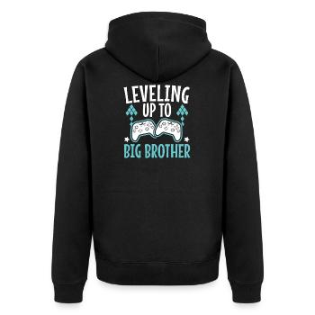 Leveling Up Tp Big Brother - Unisex Premium Organic Zip Hoodie - black - Back - Nico (187cm)