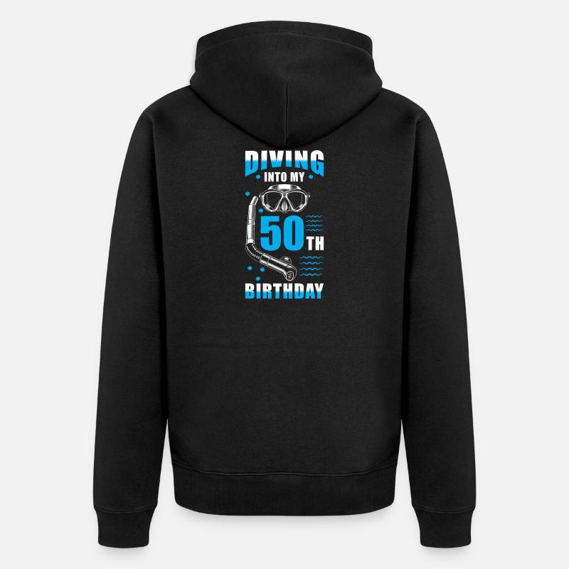Plongeur 50. Anniversaire cadeau - Veste à capuche bio Premium Unisexe - noir