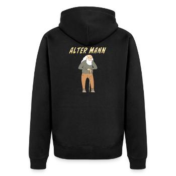 ALTER MANN - Unisex Premium Bio Zip Hoodie - Schwarz - Hinten - Nico (187cm)