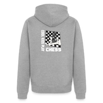 Échecs Proverbes - Veste à capuche bio Premium Unisexe - gris chiné - Dos - Nico (187cm)