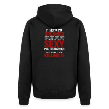 Photographe sexy - Veste à capuche bio Premium Unisexe - noir - Dos - Nico (187cm)