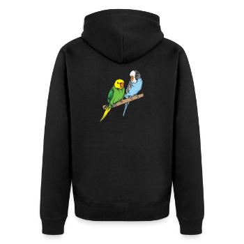 Budgerigar - Unisex Premium Organic Zip Hoodie - black - Back - Nico (187cm)