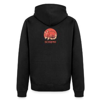 Scorpion Sternzeichen Katze Geburtstag Kätzchen - Unisex Premium Bio Zip Hoodie - Schwarz - Hinten - Nico (187cm)