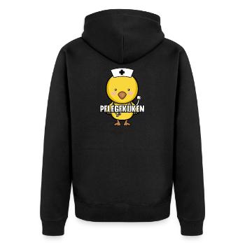 Pflegeküken Altenpflegerin Krankenpflegerin Azubi - Unisex Premium Bio Zip Hoodie - Schwarz - Hinten - Nico (187cm)