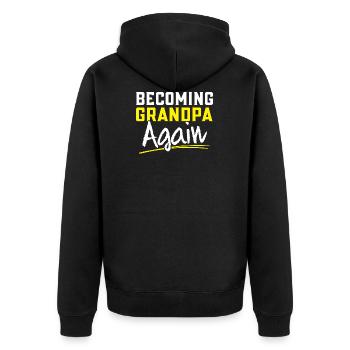 Become a grandfather again Grandpa - Unisex Premium Organic Zip Hoodie - black - Back - Nico (187cm)