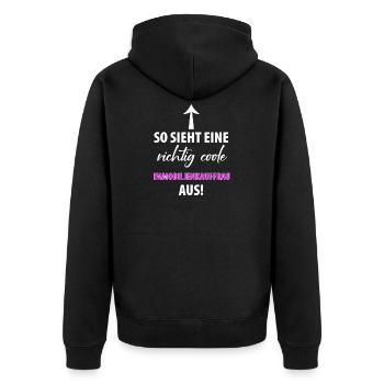 Immobilienkauffrau Immobilien Damen Frauen - Unisex Premium Bio Zip Hoodie - Schwarz - Hinten - Nico (187cm)
