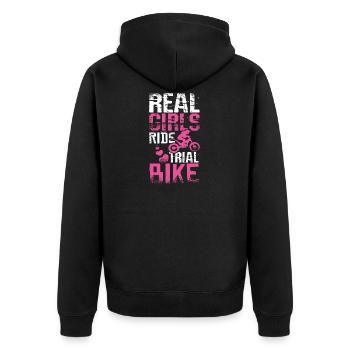 Girls ride Trial bike - Unisex Premium Bio Zip Hoodie - Schwarz - Hinten - Nico (187cm)
