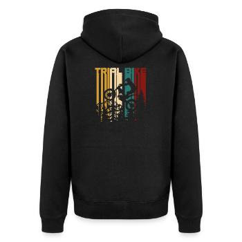 vintage moto trial - Unisex Premium Bio Zip Hoodie - Schwarz - Hinten - Nico (187cm)