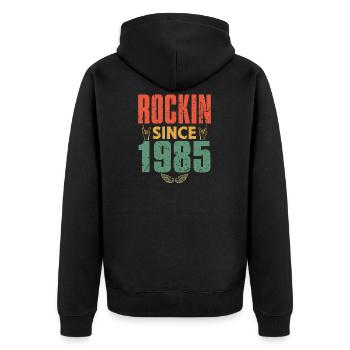 Geburtstag 1985 Spruch Rock - Unisex Premium Bio Zip Hoodie - Schwarz - Hinten - Nico (187cm)