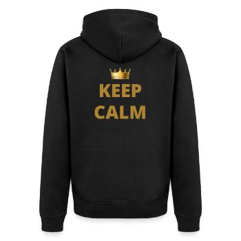 KEEP CALM keep calm - Unisex Premium Bio Zip Hoodie - Schwarz - Hinten - Nico (187cm)