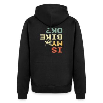 Is My Bike Ok Retro Lustiger Biker - Unisex Premium Bio Zip Hoodie - Schwarz - Hinten - Nico (187cm)
