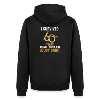 60 ans 60 ans - Veste à capuche bio Premium Unisexe - noir - Dos - Nico (187cm)