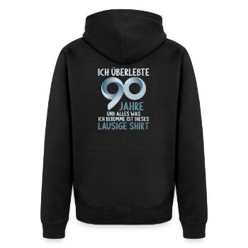 90 Jahre Alter 90. Geburtstag lausiges Shirt - Unisex Premium Bio Zip Hoodie - Schwarz - Hinten - Nico (187cm)