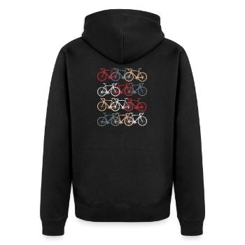 Fahrrad bunte Fahrräder hobby - Unisex Premium Bio Zip Hoodie - Schwarz - Hinten - Nico (187cm)