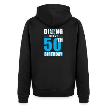 Parachutiste cadeau 50e anniversaire - Veste à capuche bio Premium Unisexe - noir - Dos - Nico (187cm)