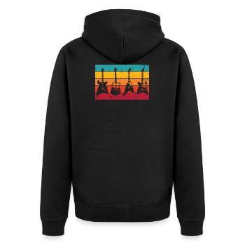 Guitar Retro - Unisex Premium Organic Zip Hoodie - black - Back - Nico (187cm)