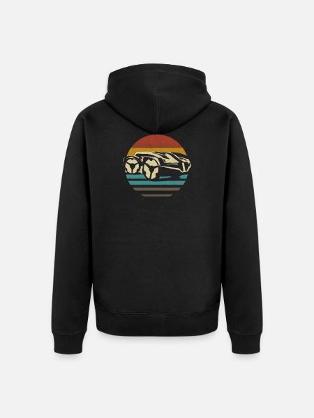Rasenmähen Mähroboter retro - Unisex Premium Bio Zip Hoodie - Schwarz