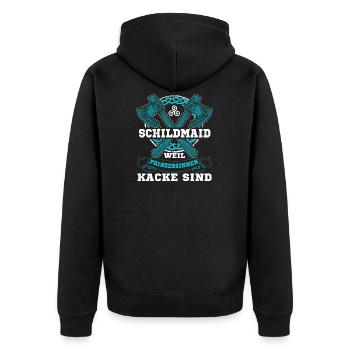 Schildmaid Weil Prinzessinnen kacke sind Geschenk - Unisex Premium Bio Zip Hoodie - Schwarz - Hinten - Nico (187cm)