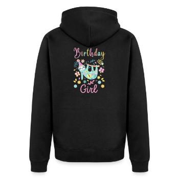 Girl Birthday Sloth Floral Sloths Lover - Unisex Premium Organic Zip Hoodie - black - Back - Nico (187cm)