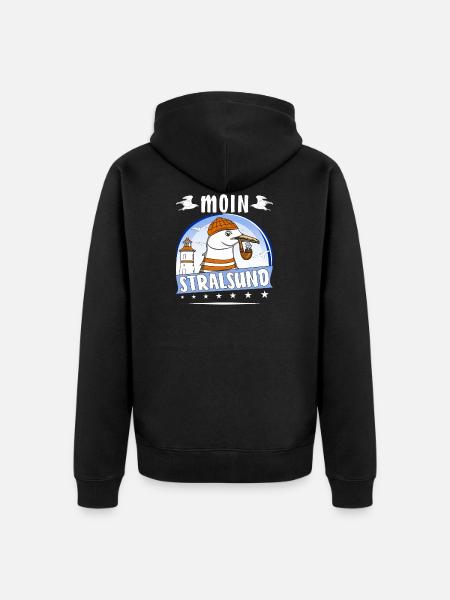 MÖWE MOIN STRALSUND - Unisex Premium Bio Zip Hoodie - Schwarz
