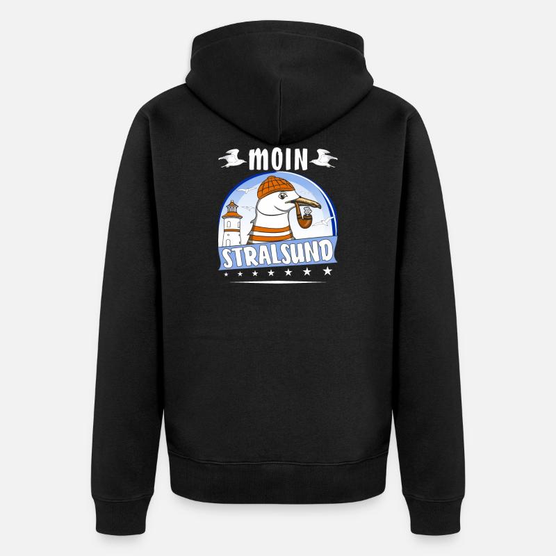 MÖWE MOIN STRALSUND - Unisex Premium Bio Zip Hoodie - Schwarz