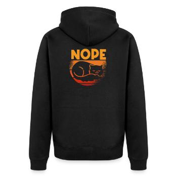 Nope Schlafender Kater keine Lust - Unisex Premium Bio Zip Hoodie - Schwarz - Hinten - Nico (187cm)