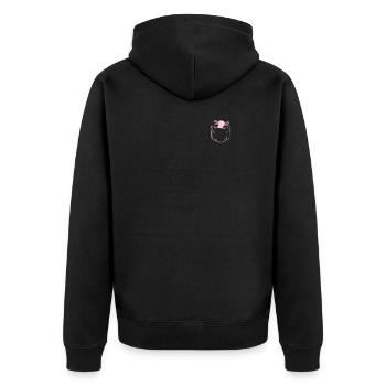 AXOLOTL in Chest Pocket Chest Bag Gift - Unisex Premium Organic Zip Hoodie - black - Back - Nico (187cm)
