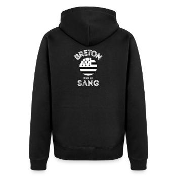 Bretonisch vom Blut mit Flagge der Bretagne - Unisex Premium Bio Zip Hoodie - Schwarz - Hinten - Nico (187cm)